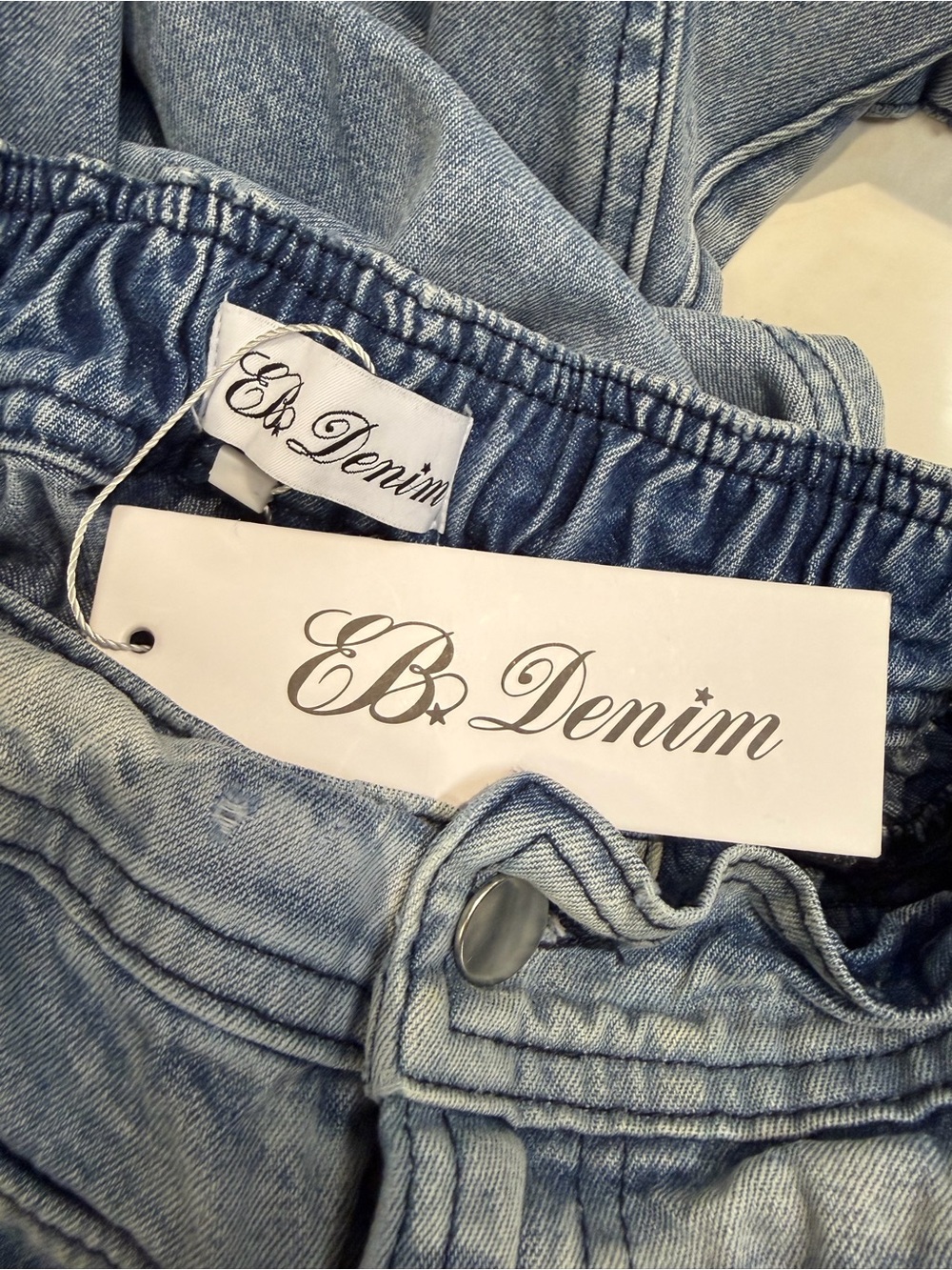 EB Denim Cargo Pants Rain Wash Denim Cargos Patch Pockets Revolve NWT S - Picture 7 of 7